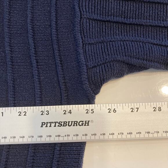 NWOT Vintage GEORGES MARCIANO GUESS Sweater L Navy White Ribbed Logo-Spellout - Picture 7 of 9